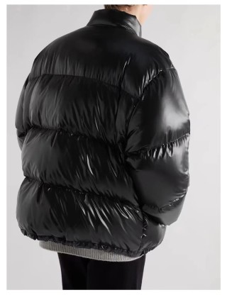 Black Puffer Down Jacket with Logo view 2