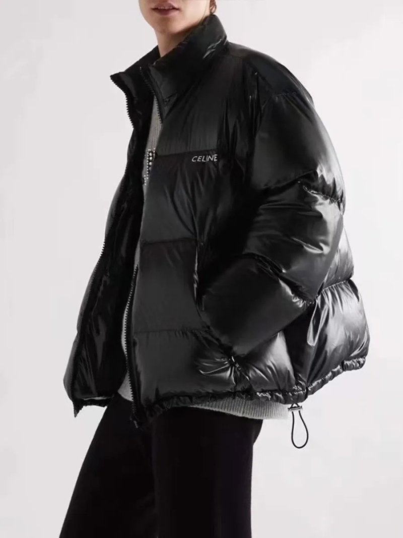 Black Puffer Down Jacket with Logo view