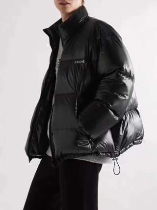 Black Puffer Down Jacket with Logo view 4