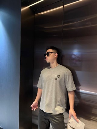 Oversized Grey Short Sleeve T-Shirt with Embroidered Logo