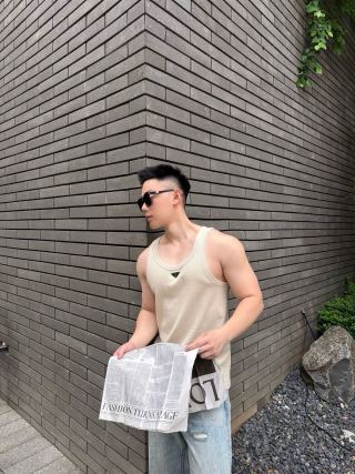 Essentials Beige Logo Tank Top