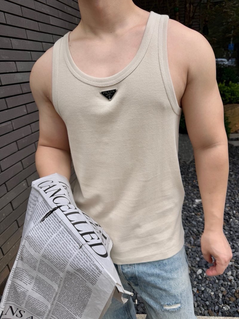 Essentials Beige Logo Tank Top view
