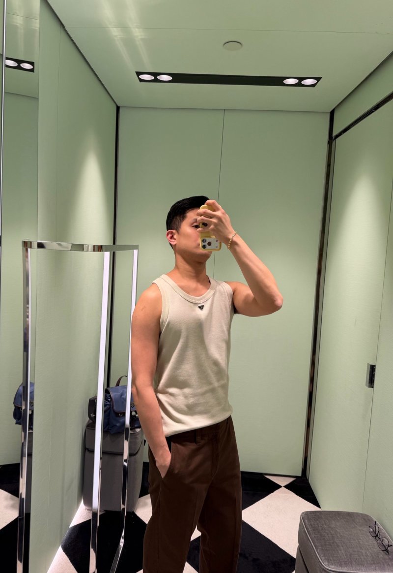 Essentials Beige Logo Tank Top view
