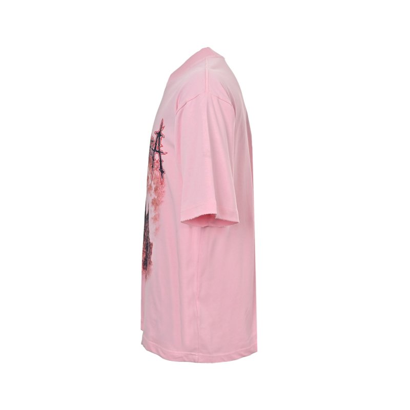 Pink Graphic Crop T-Shirt with Dark Print Detail view