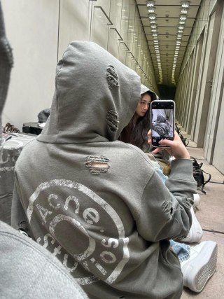 Essentials Grey Distressed Logo Hoodie