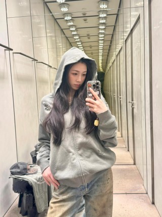 Essentials Grey Distressed Logo Hoodie view 2