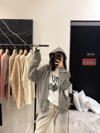 Essentials Grey Distressed Logo Hoodie view 8