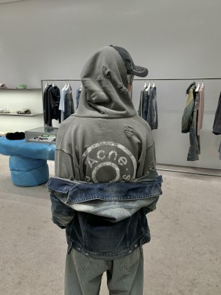 Essentials Grey Distressed Logo Hoodie view 9
