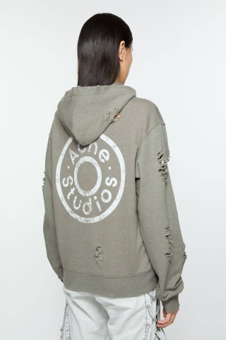 Essentials Grey Distressed Logo Hoodie view 10