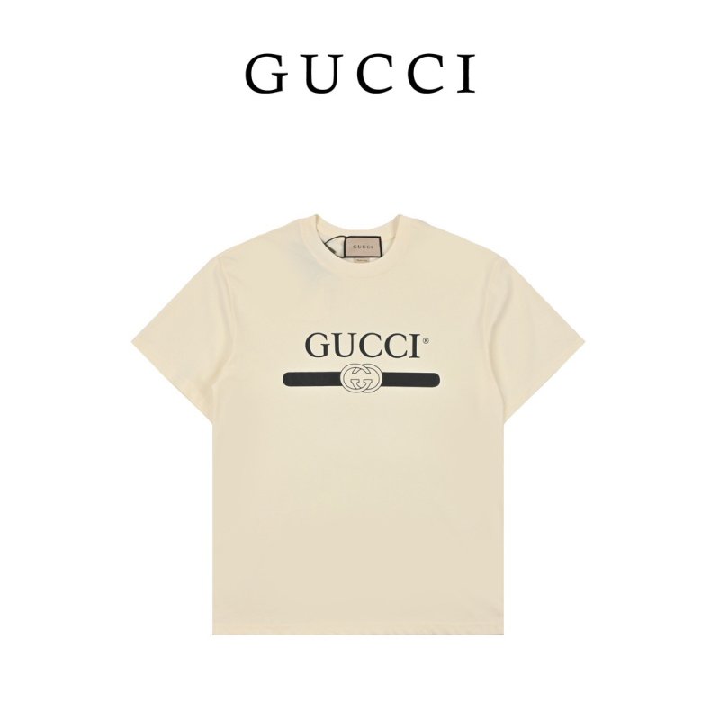 Gucci Logo Stripe Cream T-Shirt