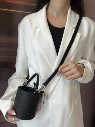 MLB Monogram Nano Bucket Shoulder Bag Black