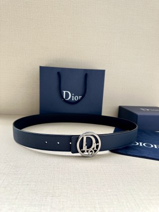Dior CD Oblique Navy Leather Belt Buckle