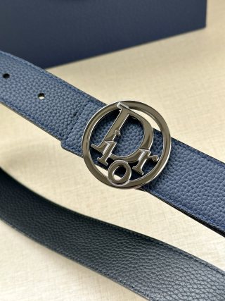 Dior CD Oblique Navy Leather Belt Buckle view 2