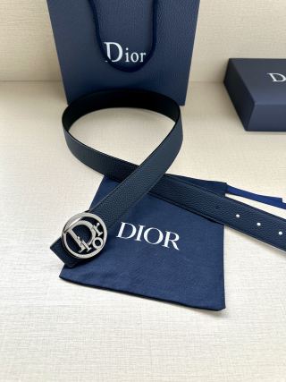 Dior CD Oblique Navy Leather Belt Buckle view 3