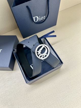 Dior CD Oblique Navy Leather Belt Buckle view 6