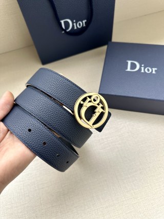 Dior CD Oblique Navy Leather Belt Buckle view 9