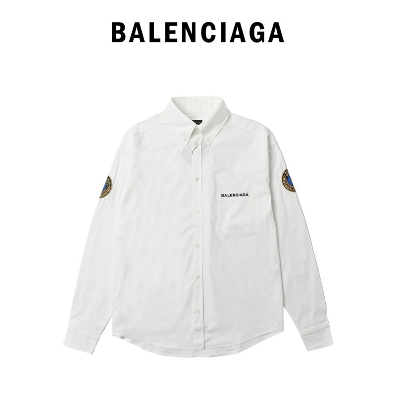 Balenciaga White Crest Logo Button-Up Shirt view