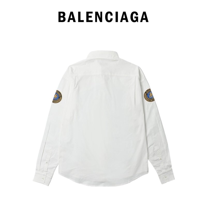 Balenciaga White Crest Logo Button-Up Shirt view