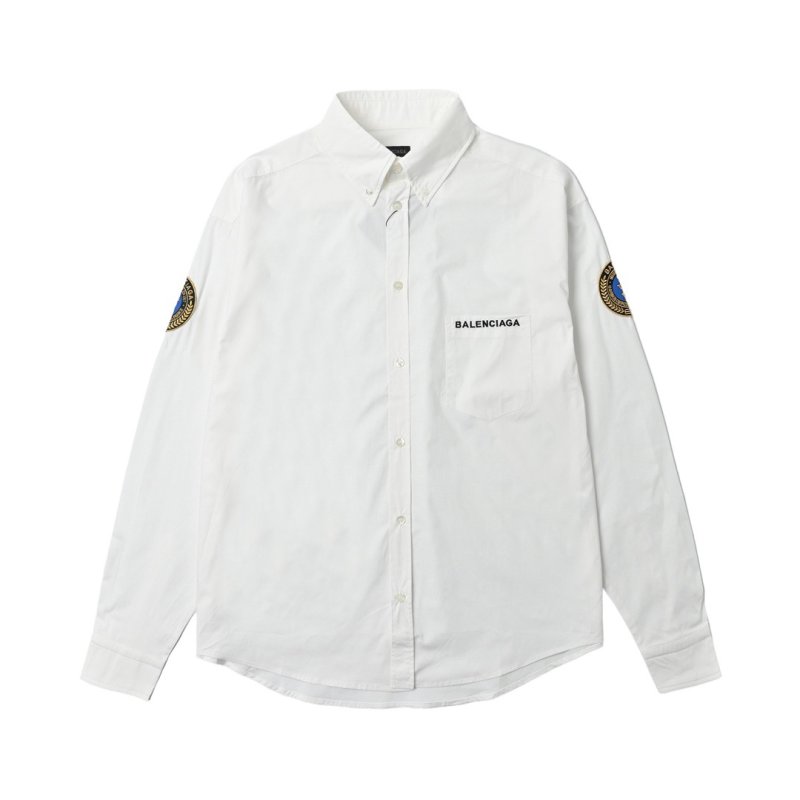 Balenciaga White Crest Logo Button-Up Shirt view