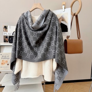 Gucci GG Jacquard Wool Scarf Grey & Ginger view 2