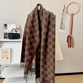 Gucci GG Jacquard Wool Scarf Grey & Ginger view 7