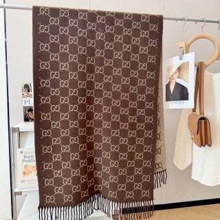 Gucci GG Jacquard Wool Scarf Grey & Ginger view 8