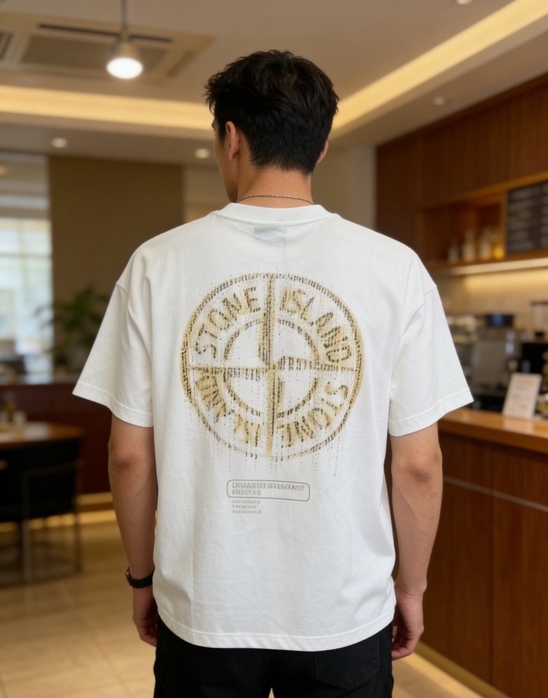 Stone Island White Logo T-Shirt view