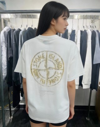 Stone Island White Logo T-Shirt view 4