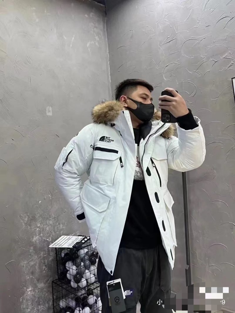 The North Face White Down Parka Jacket with Fur Hood