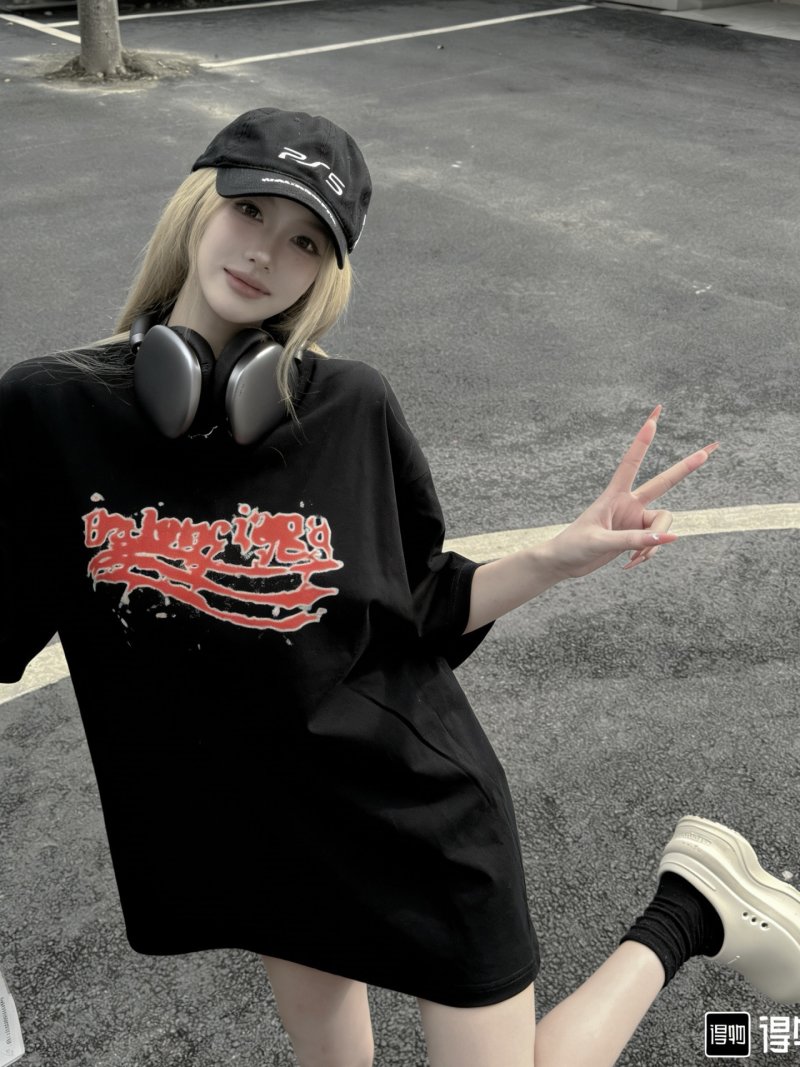 Black Oversized Graphic Print Short Sleeve T-Shirt