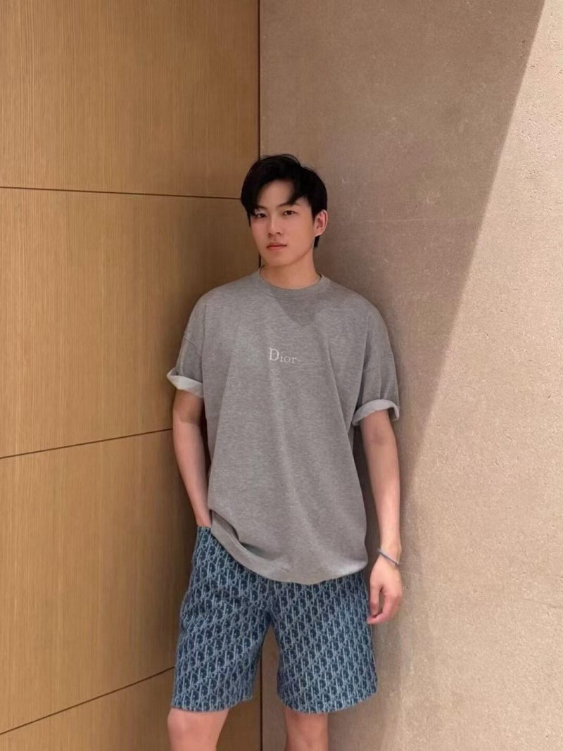 Dior Grey Chest Logo Short Sleeve T-Shirt view