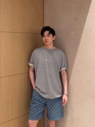 Dior Grey Chest Logo Short Sleeve T-Shirt view 2