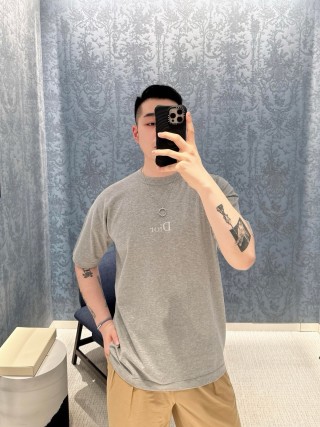 Dior Grey Chest Logo Short Sleeve T-Shirt view 4