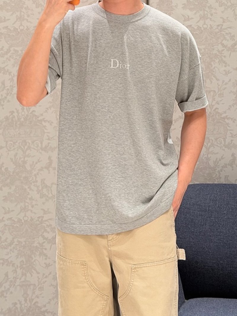 Dior Grey Chest Logo Short Sleeve T-Shirt view