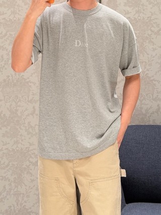 Dior Grey Chest Logo Short Sleeve T-Shirt view 6