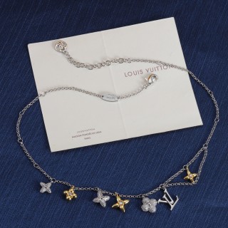 Louis Vuitton Gram Monogram Floral Zirconia Necklace - Silver