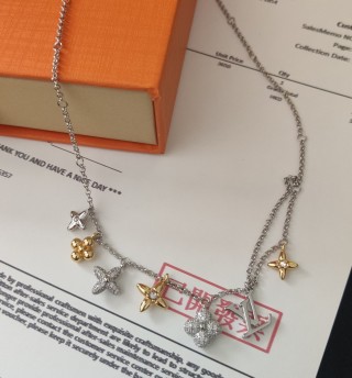 Louis Vuitton Gram Monogram Floral Zirconia Necklace - Silver view 2