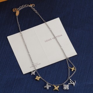 Louis Vuitton Gram Monogram Floral Zirconia Necklace - Silver view 5