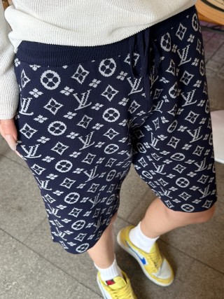 Louis Vuitton Monogram Navy Knit Shorts view 2