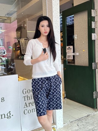 Louis Vuitton Monogram Navy Knit Shorts view 4