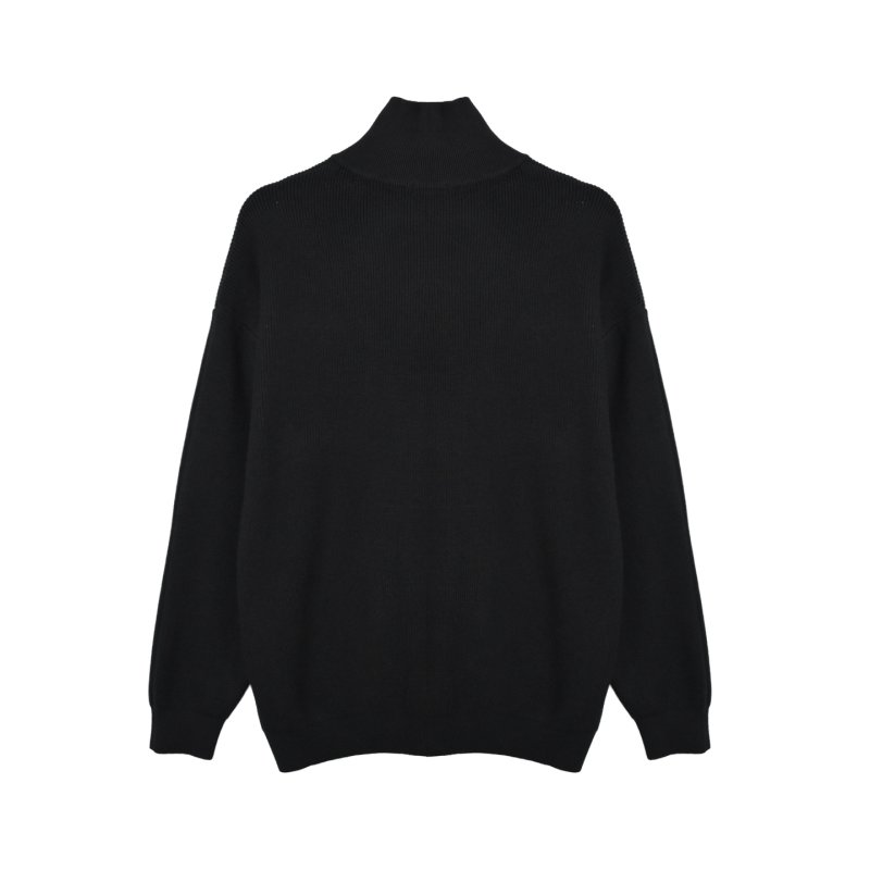 Black Ribbed Zip Cardigan with Geometric Chest Patch view