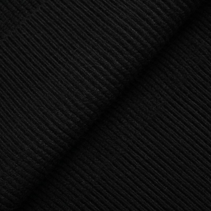 Black Ribbed Zip Cardigan with Geometric Chest Patch view