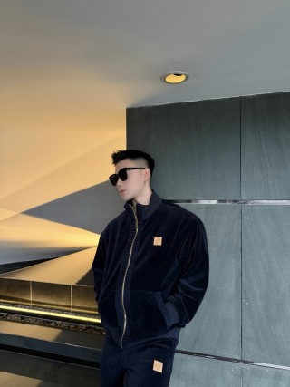 Stone Island Navy Velour Full-Zip Track Jacket view 2