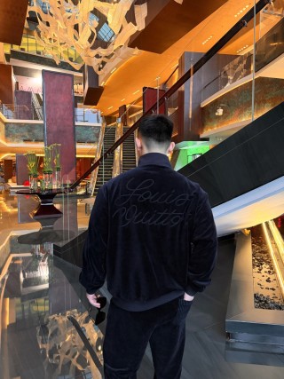 Stone Island Navy Velour Full-Zip Track Jacket view 5
