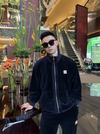 Stone Island Navy Velour Full-Zip Track Jacket view 7