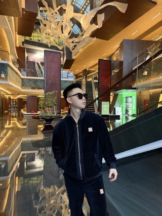 Stone Island Navy Velour Full-Zip Track Jacket view 9