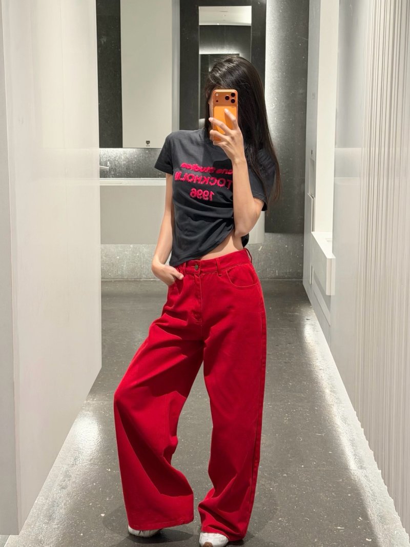 Black Cropped T-Shirt with Pink Graphic Print view