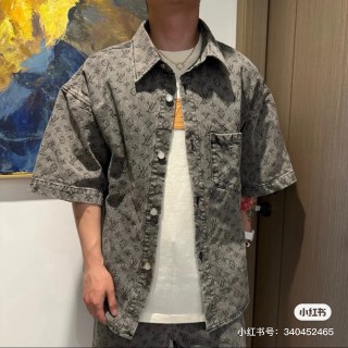 Louis Vuitton Monogram Denim Short-Sleeve Shirt Grey view 2