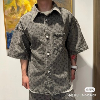 Louis Vuitton Monogram Denim Short-Sleeve Shirt Grey view 3