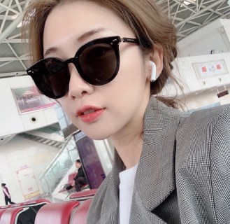Black Round Frame Sunglasses with Dark Tinted Lenses view 2
